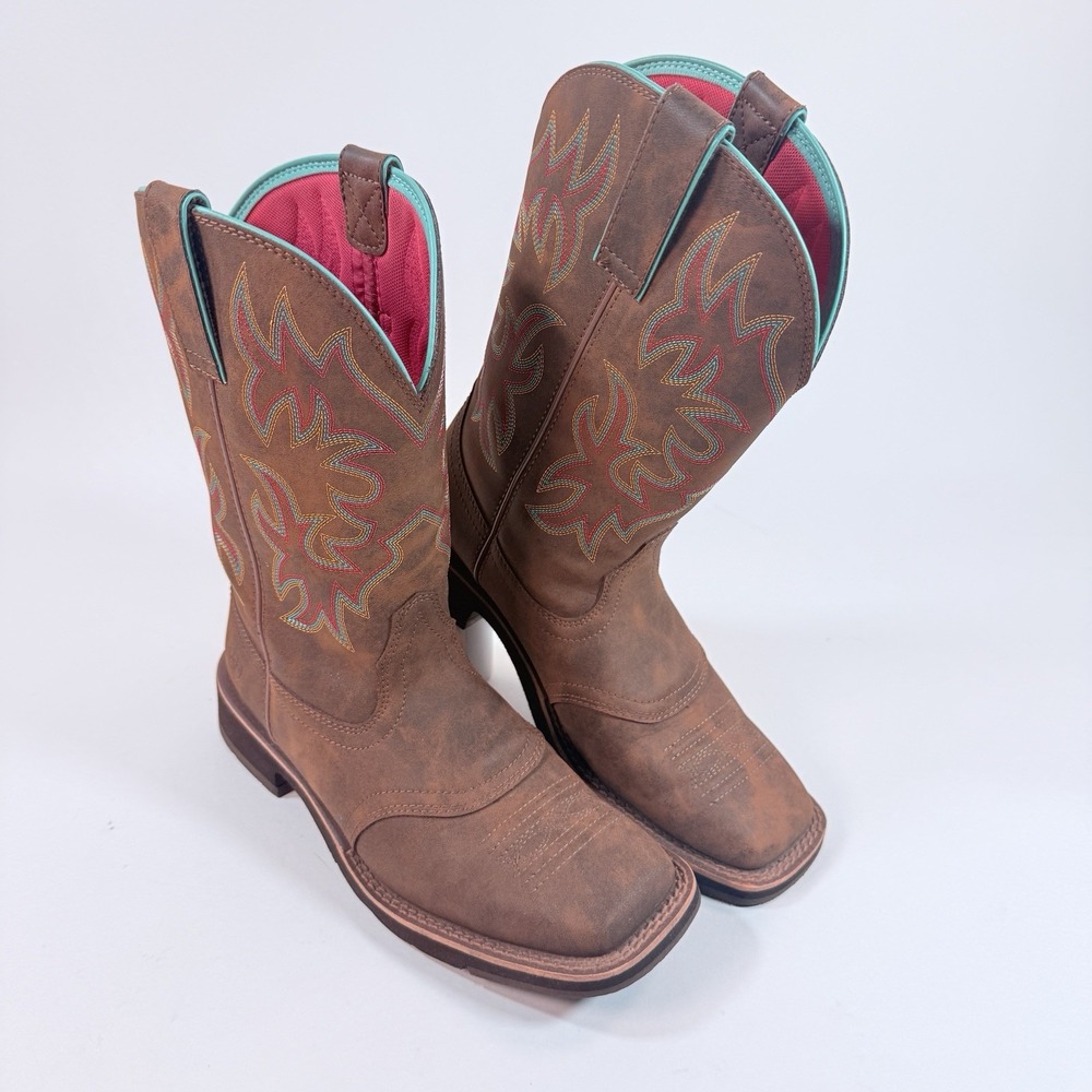 Ariat Delilah Womens Western Cowboy Boots 8B Brown Leather Square Toe 10018676